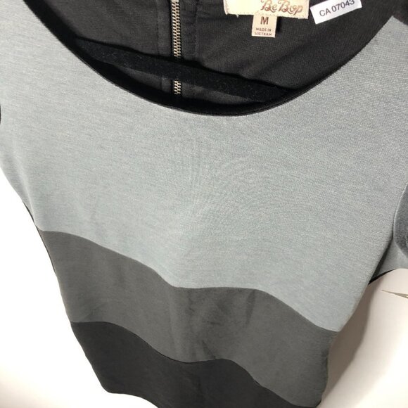 New BeBop Grey & Black Colorblock Capped Sleeved Stretchy Bodycon Mini Dress - Picture 7 of 10